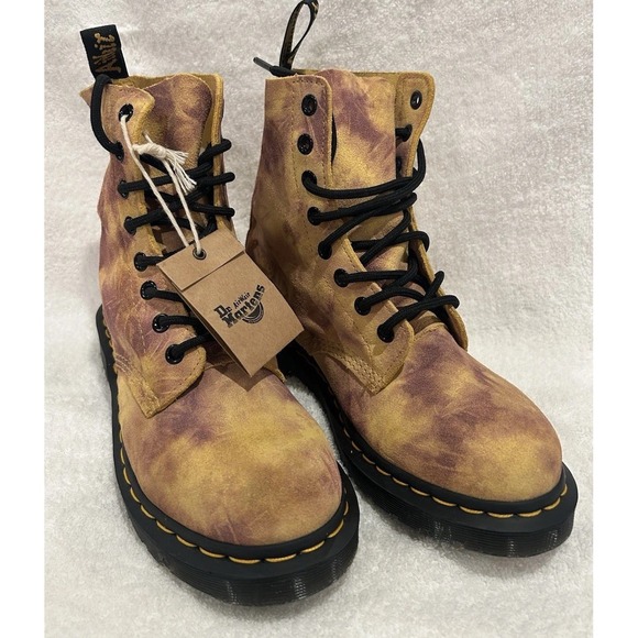 Dr‎ Martens Womens 1460 Pascal Tie Dye Leather Lace Up Boots Size 7 NEW Camo Tan - Picture 3 of 14
